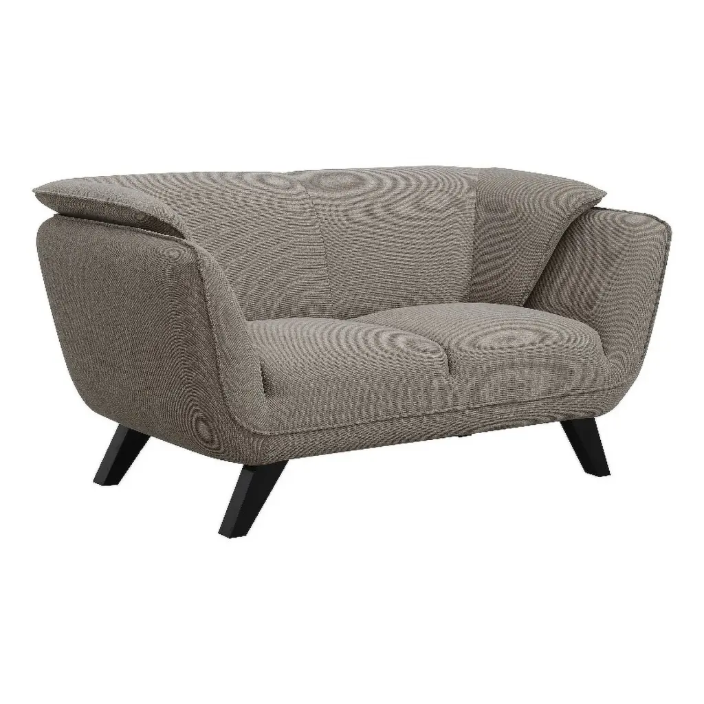 Pemberly Row Upholstered Fabric Loveseat Wood Frame Brown