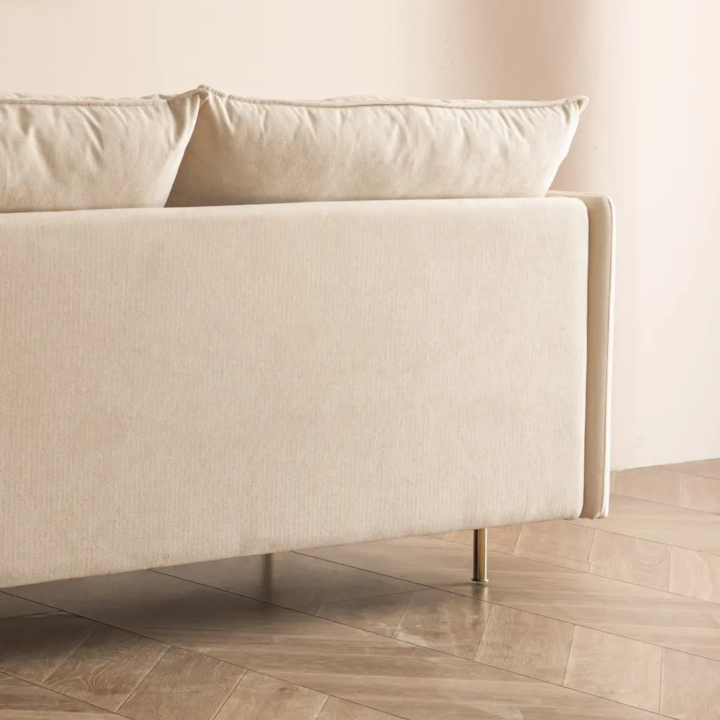 Contemporary Beige Cotton Linen Blend Loveseat Sofa Small Living Spaces Pevor