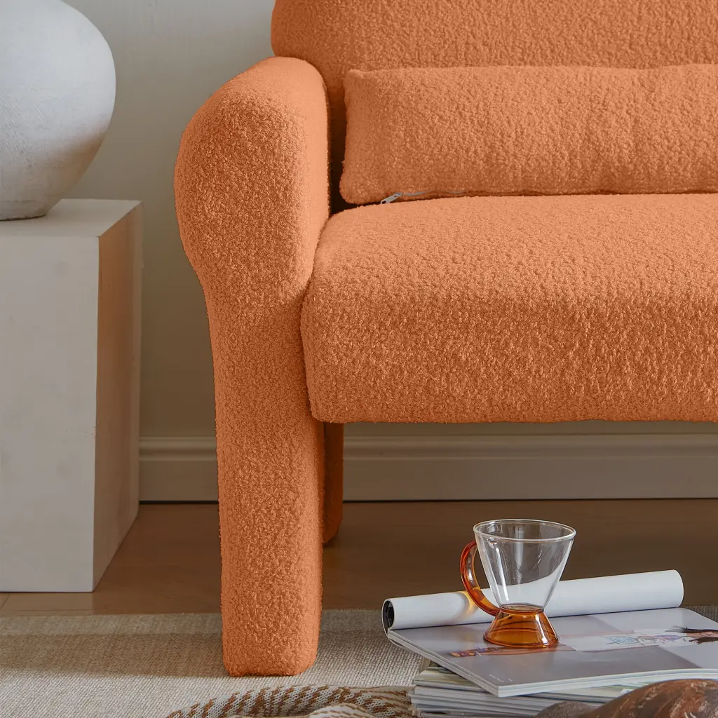 Modern Boucle Loveseat Plush Cushions Cozy Living Room Pevor