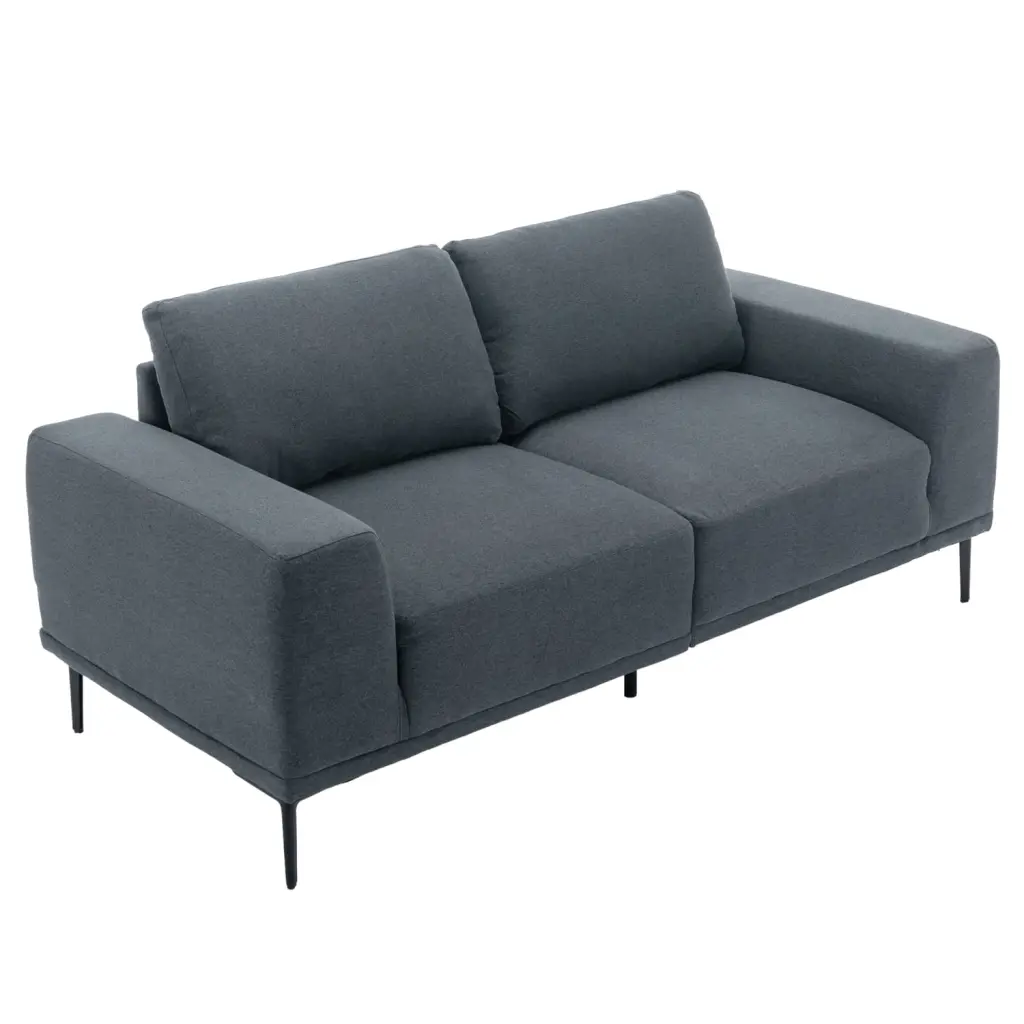 74.8 Inch Linen Fabric Loveseat Couch - Mid-Century Modern Style Sturdy Wooden Frame Ponnky