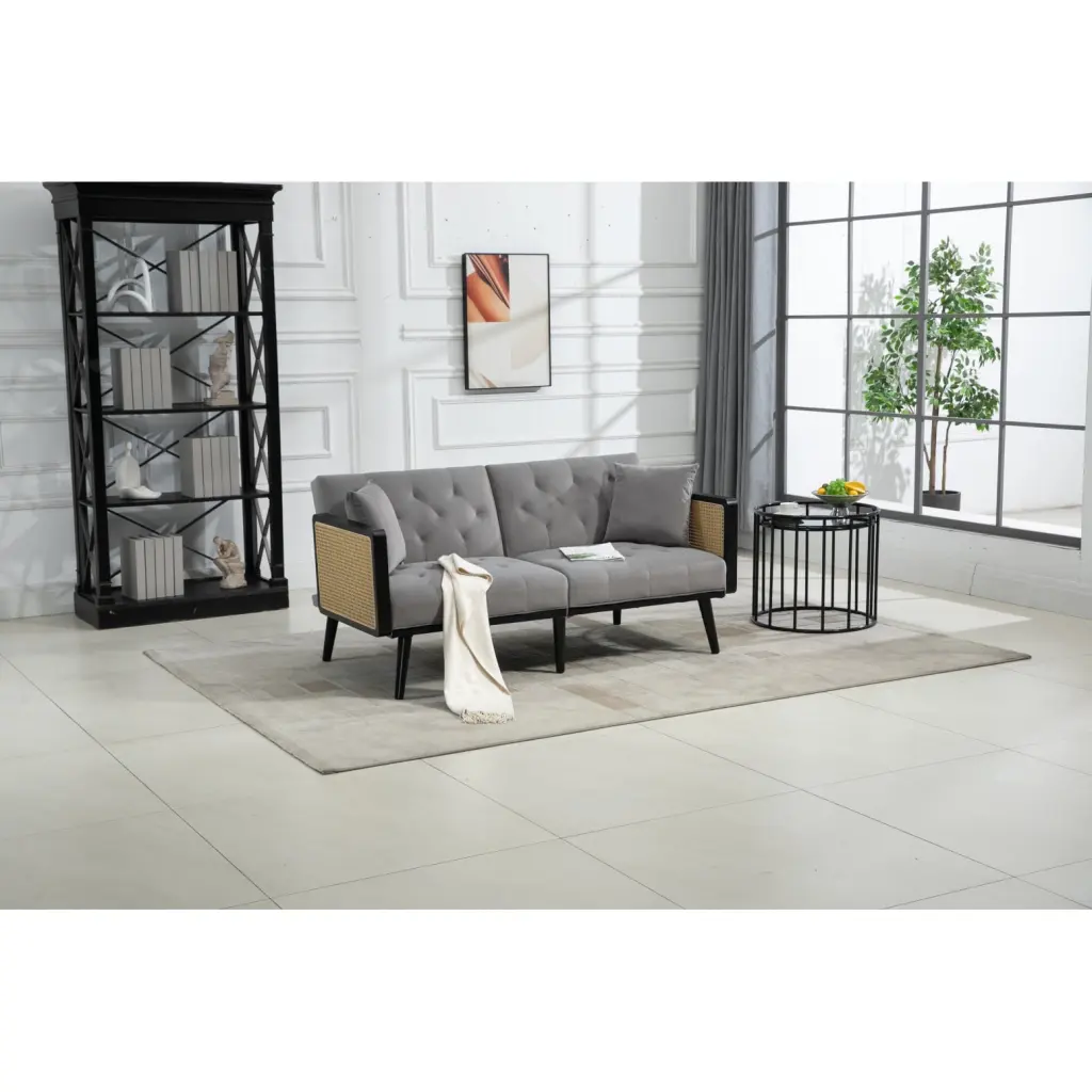 Modern Velvet Loveseat Sofa Sleek European Design Metal Feet Soft Upholstery Durable Frame Ponnky