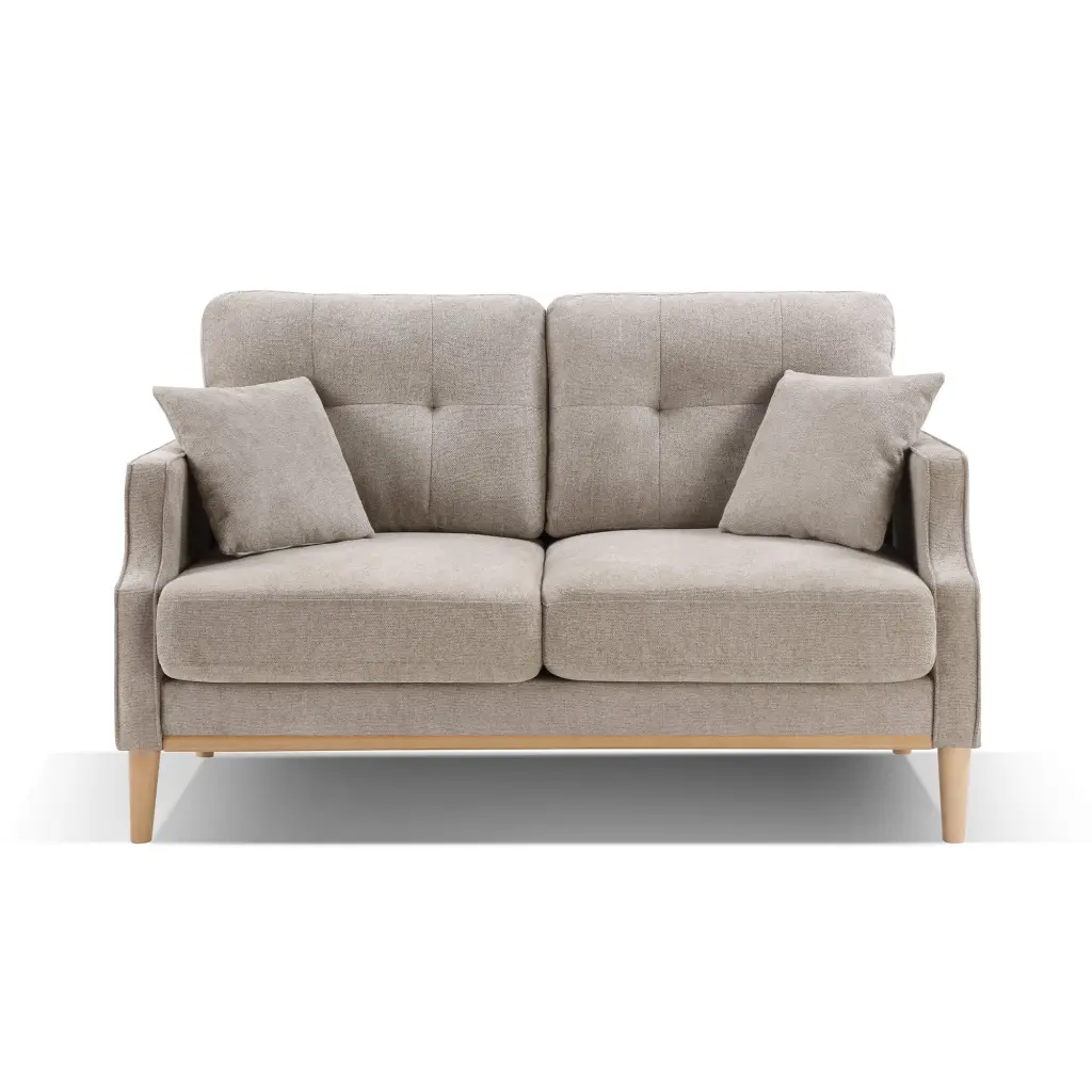 Living Space 2 Seater Loveseat Waterproof Cream Fabric and USB Charge QOOQI