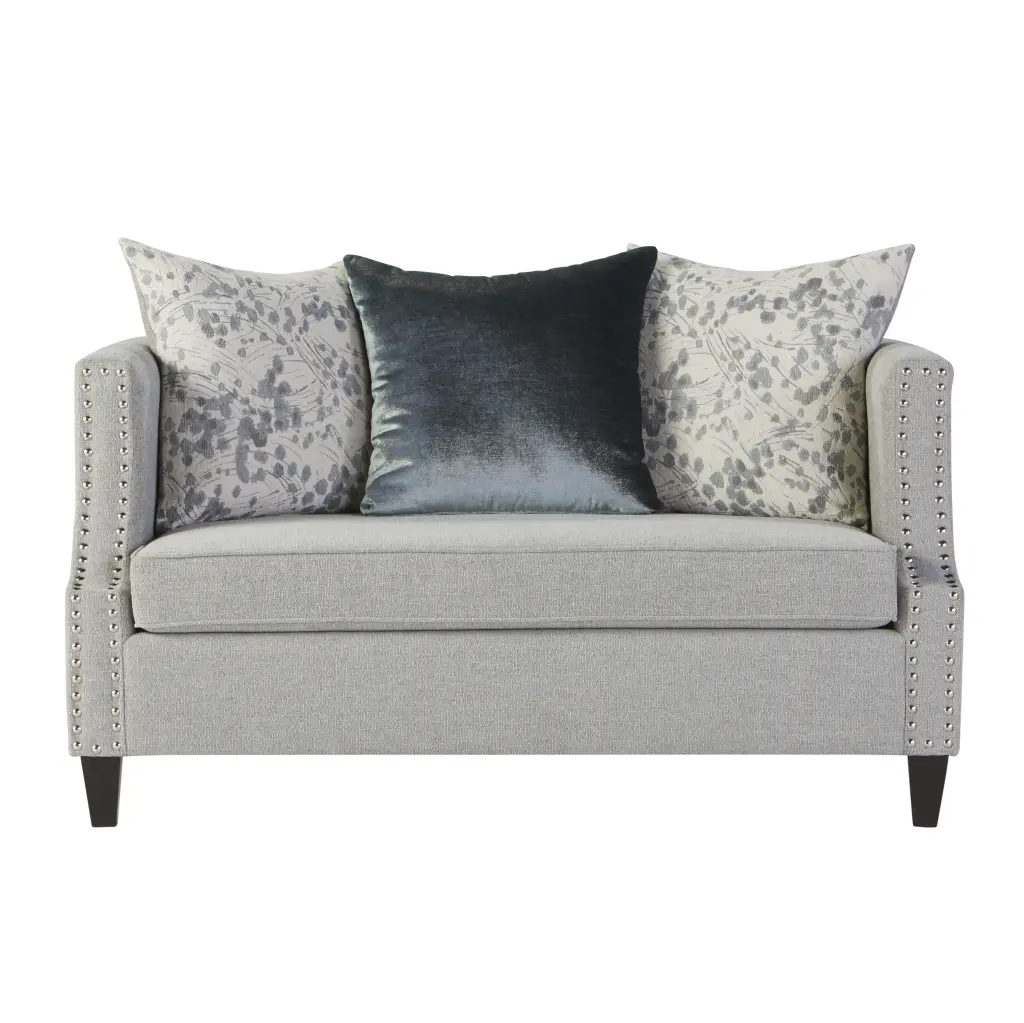 Roundhill Furniture Nari Modern Pillow Back Fabric Loveseat Moondance Mist