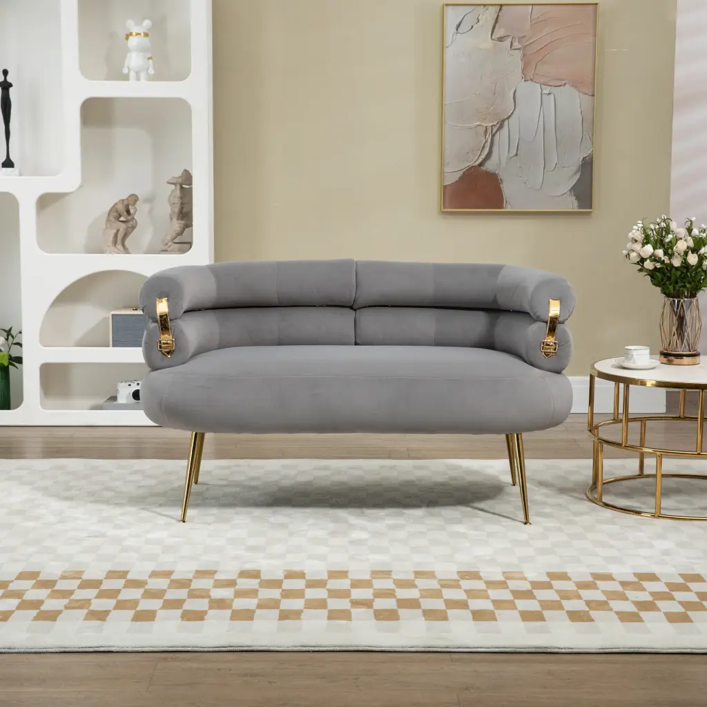 Home Velvet Loveseat Sofa Upholstered Comfy Lounge Arm Sofa Solid Metal Frame SEALODY