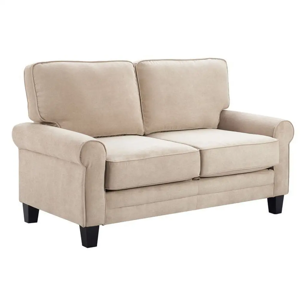 Serta Copenhagen 61 Round Arm Fabric Loveseat Storage Soft Beige