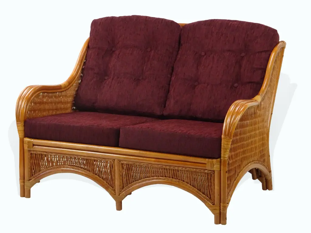 Jam Lounge Loveseat Sofa, ECO Natural Rattan Wicker, Dark Brown Cushions SK New Interiors