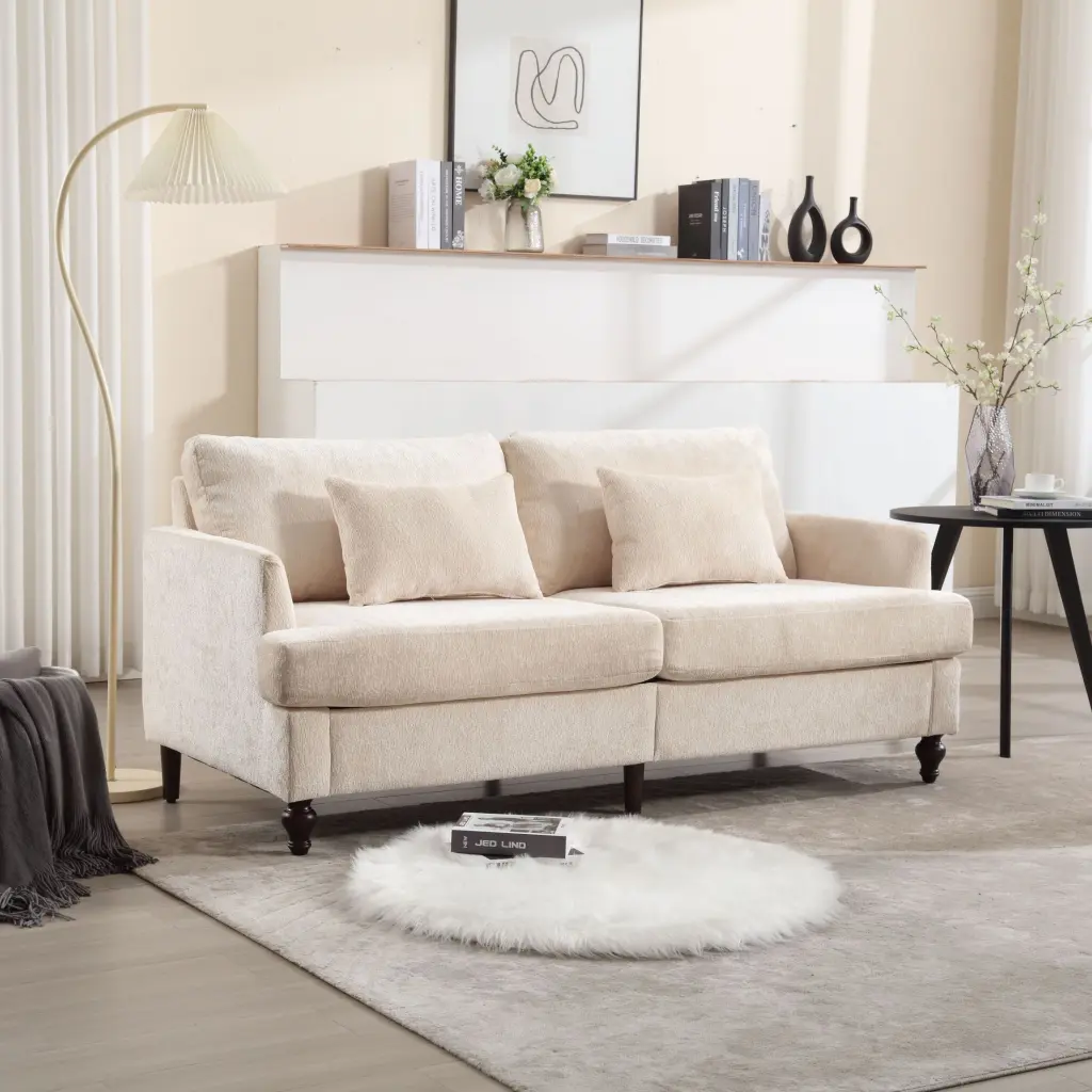 Modern Chenille Fabric 2-Seat Upholstered Loveseat Sofa Living Room SMHZ
