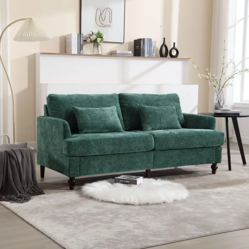 Modern Chenille Fabric Loveseat 2-Seat Upholstered Sofa Couch Living Room SMHZ