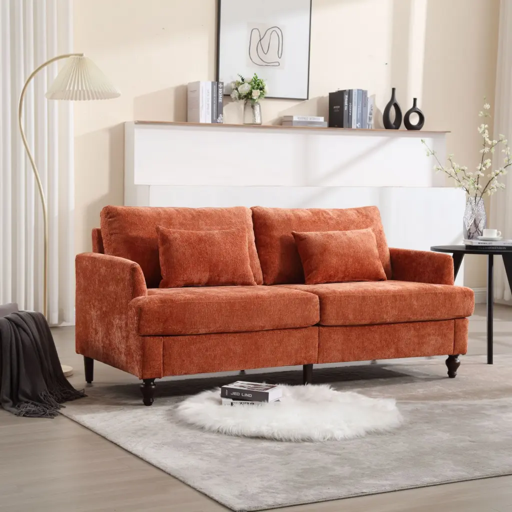 Modern Chenille Fabric Loveseat 2-Seat Upholstered Sofa Couch Living Room SMHZ