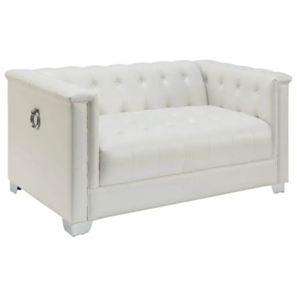 Stonecroft Furniture Bryant Modern Faux Leather Tufted Loveseat White