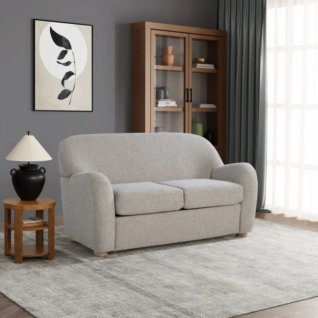 Studio Living Genifer Modern Loveseat Pebble Gray Fabric
