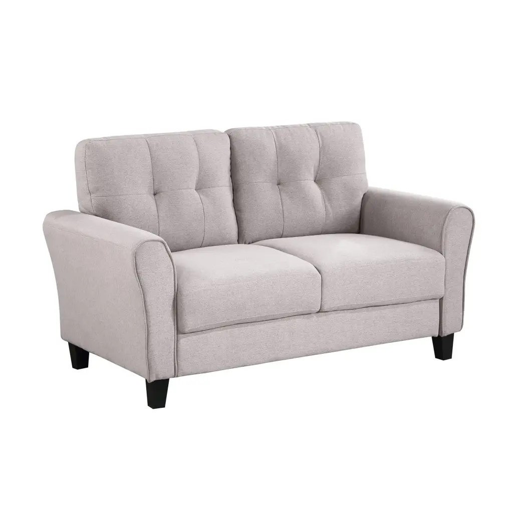 57.5 Modern Living Room Loveseat Linen Upholstered 2-Seat Couch Light Grey unknown