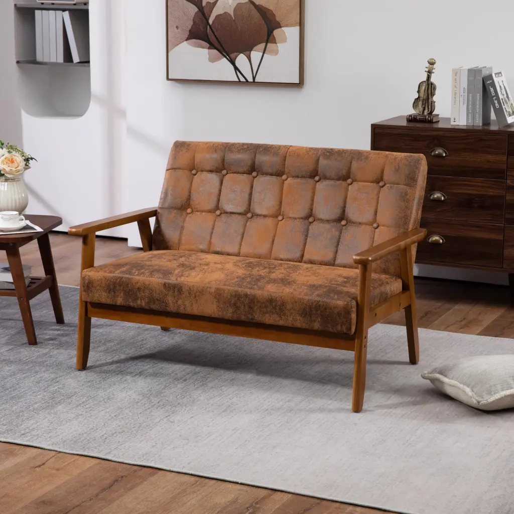 COOLMORE Mid-Century Modern 2-Seat Loveseat Sofa Microsuede Fabric unknown