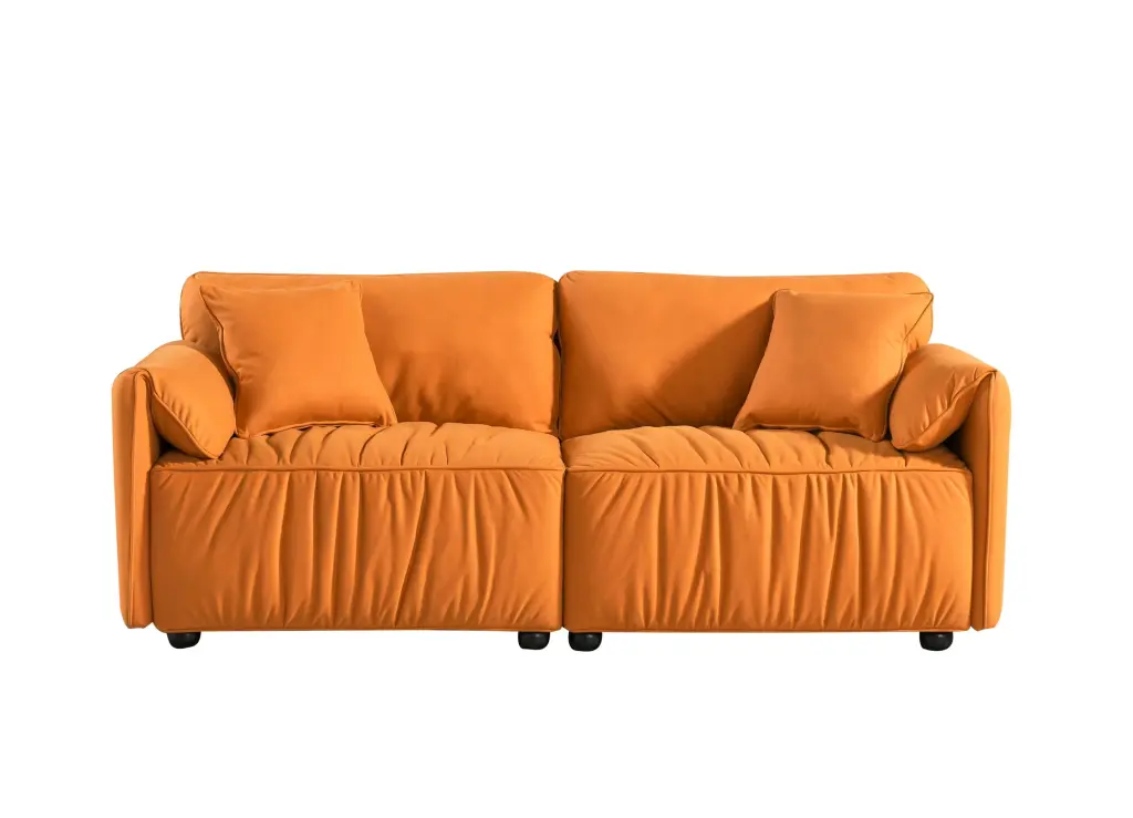 Modern Sofa Loveseat 75.6 Inch Mid-Century Upholstered Sofa Hardwood Frame Living Room Bedroom Apartment Orange unknown