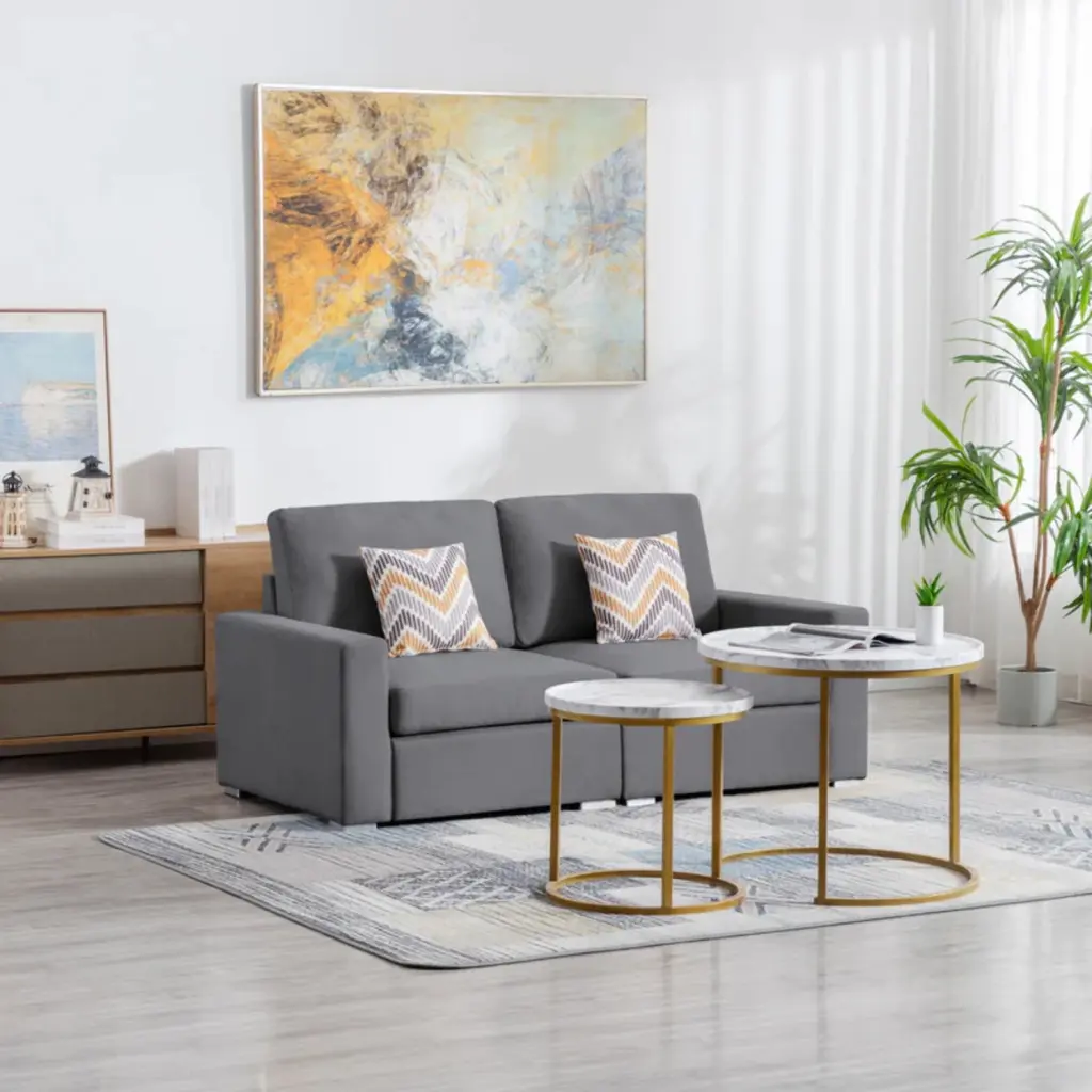 Nolan Gray Linen Fabric Loveseat Pillows and Interchangeable Legs unknown