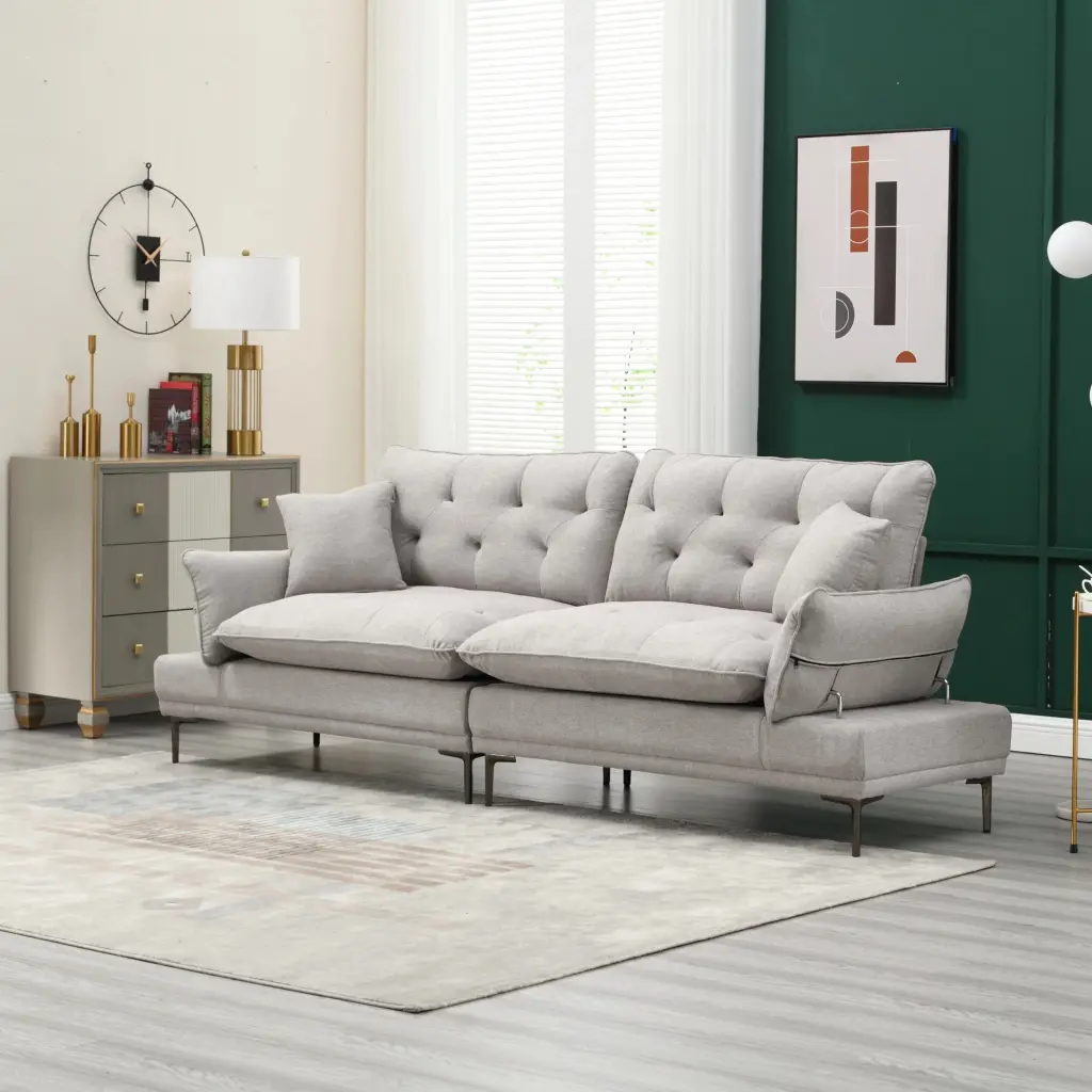 UNITED Linen Sofa Loveseat Metal Feet - Modern Accent Sofa Living Room unknown