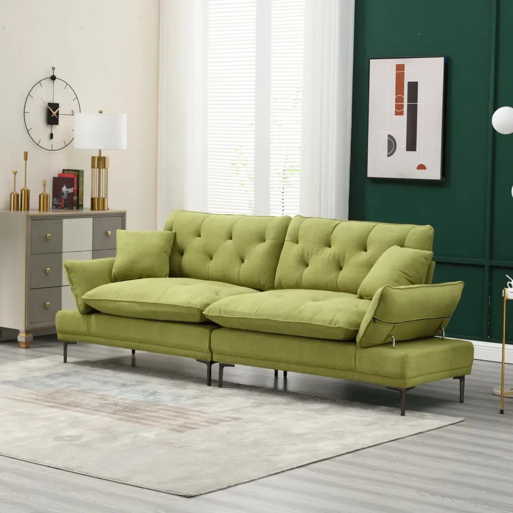 UNITED Linen Sofa Loveseat Metal Feet - Modern Accent Sofa Small Spaces unknown