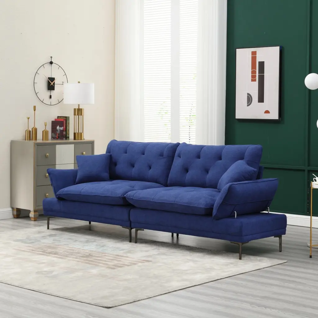 UNITED Linen Sofa Loveseat Metal Feet - Contemporary Living Room Couch unknown