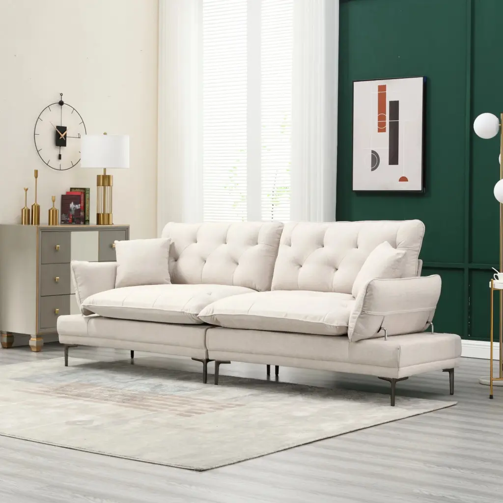UNITED Linen Sofa Loveseat Metal Feet - Comfortable 2-Seater Sofa unknown