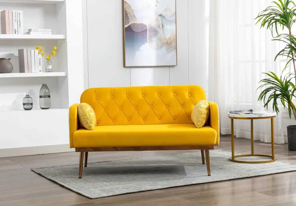 Velvet Accent Loveseat Sofa Metal Feet Living Room unknown