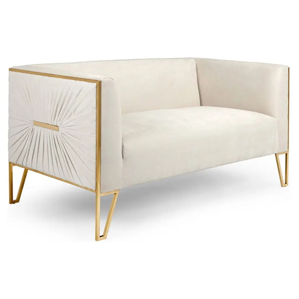 Uptown Club Lake Fabric Upholstered Loveseat Arms Rich Beige and Gold - Elegant Home Decor