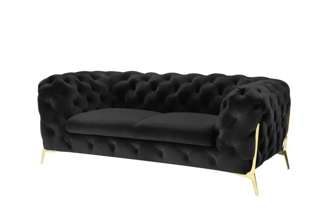 Deluxe Black Velvet Tufted Loveseat VIG Divani Casa Sheila Modern Contemporary VIG Furniture