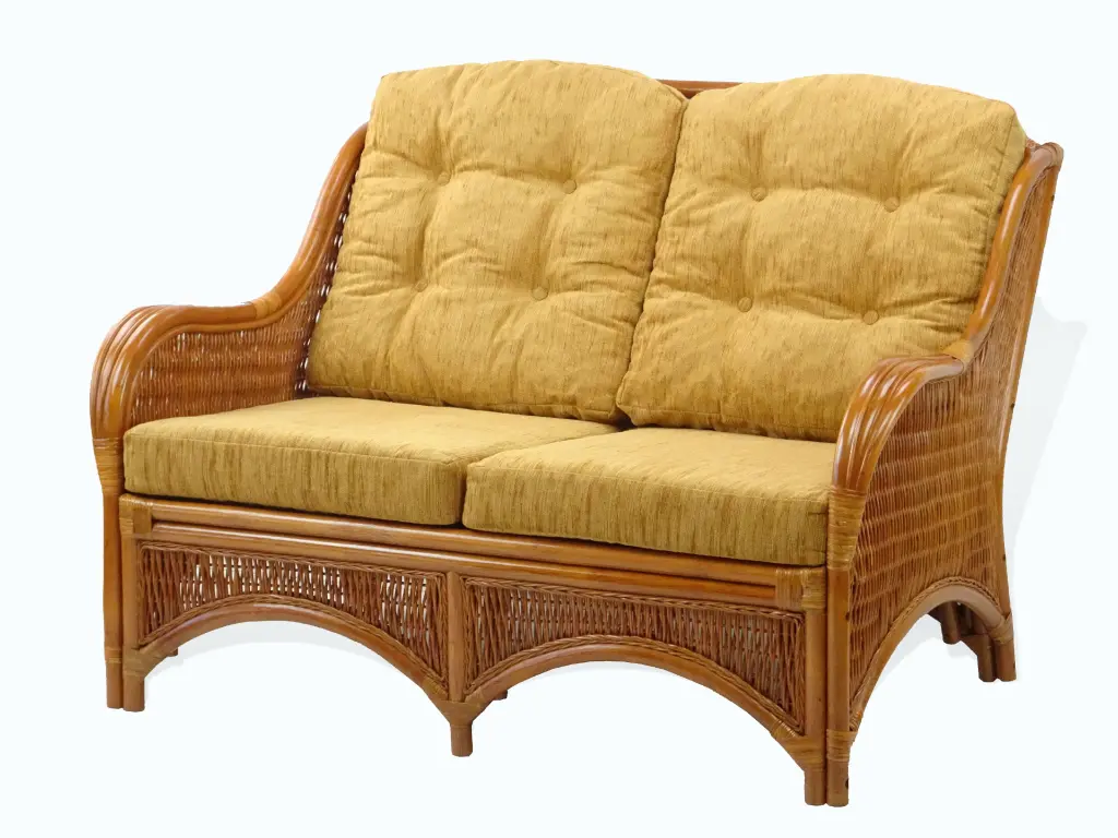SK New Interiors Jam Lounge Loveseat Sofa, ECO Natural Rattan Wicker, Light Brown Cushions Wickerix