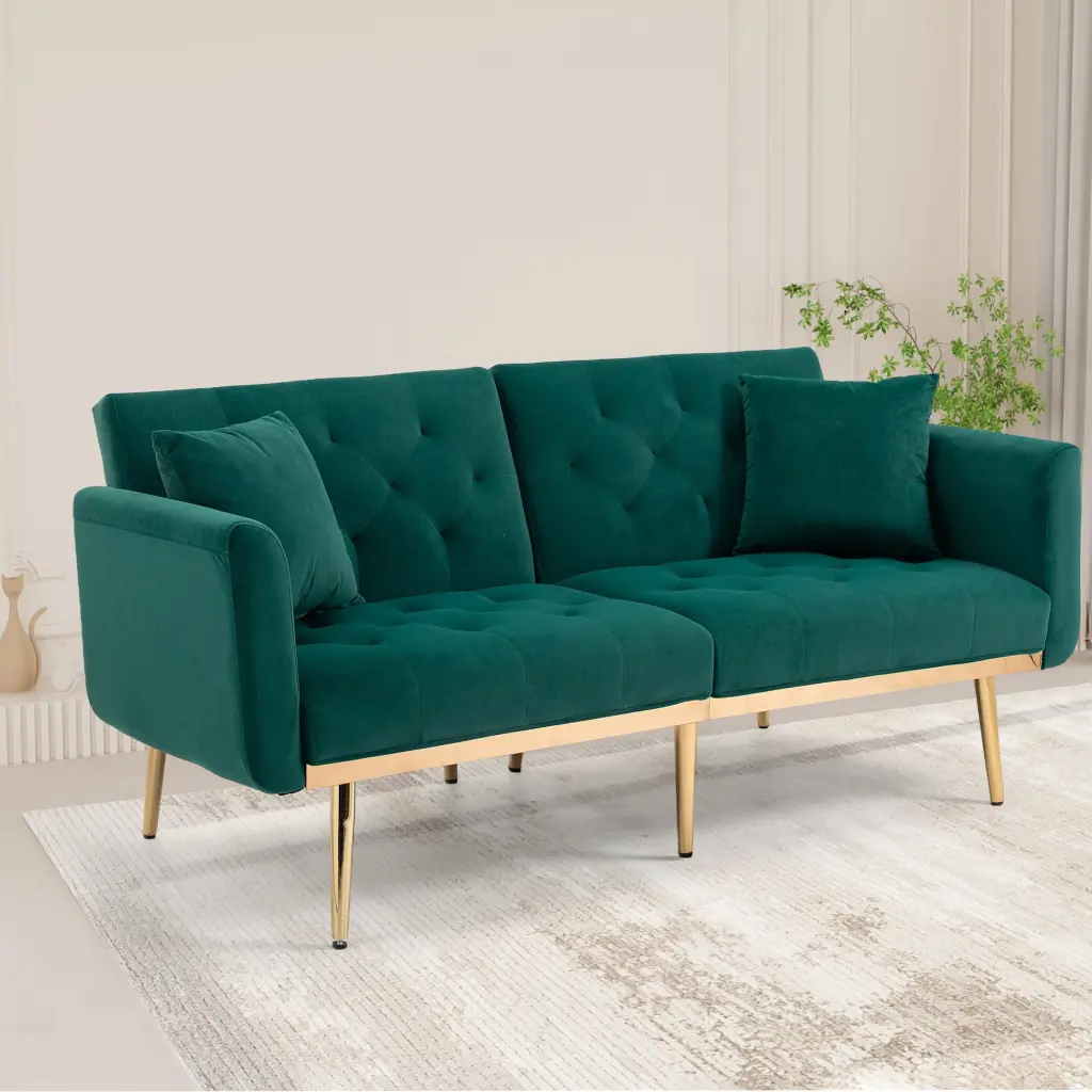COOLMORE Velvet Accent Loveseat Sofa Metal Feet - Stylish Living Room Furniture Wobythan