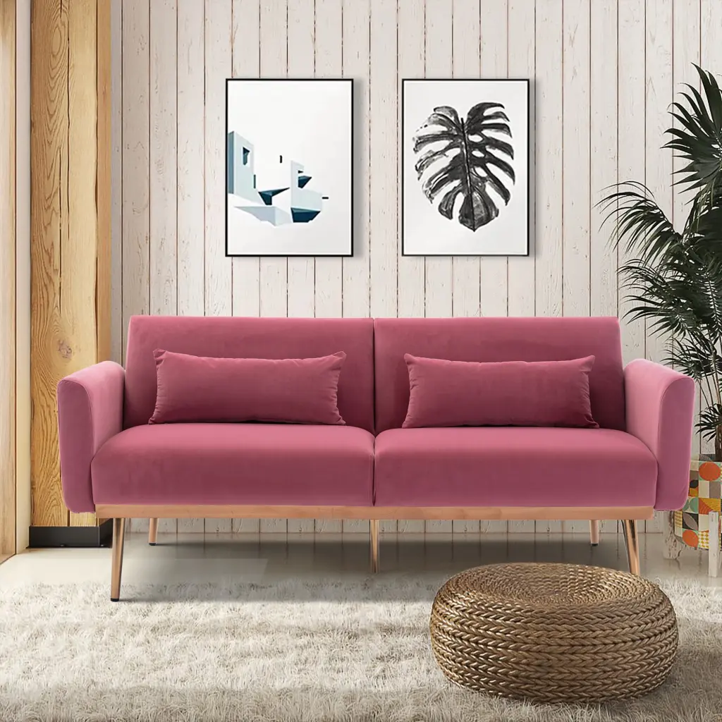 COOLMORE Velvet Sofa - Accent Loveseat Metal Feet Modern Living Room Wobythan