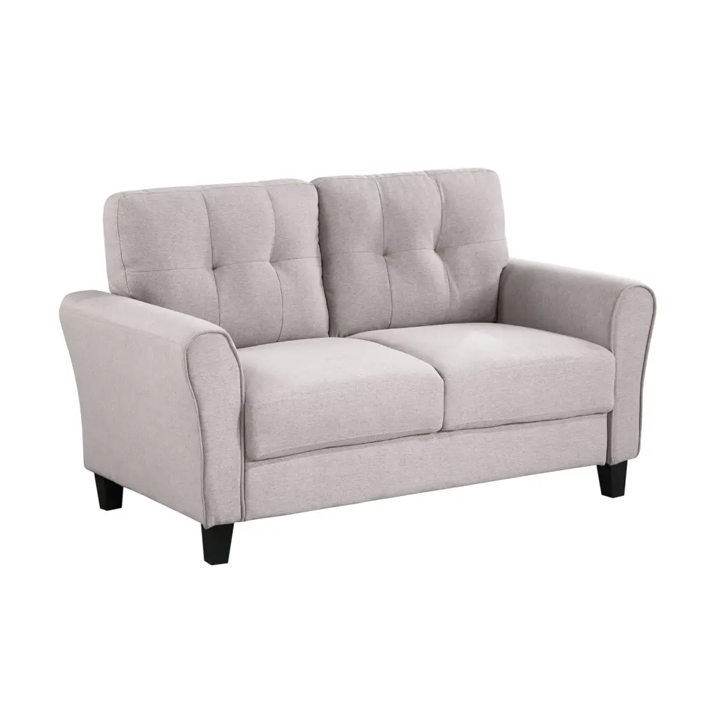 Light Grey Linen Upholstered Loveseat Sofa - 57.5-inch Comfortable Seat Pine Wood Frame Modern Living Room or Office Wodine