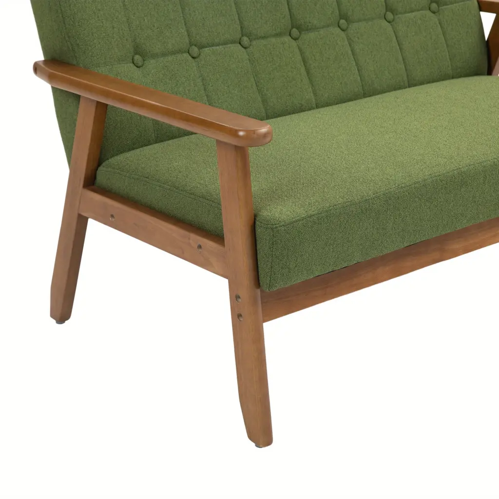 Zateety Mid-Century Modern Solid Loveseat Sofa Upholstered Linen 2-Seat Couch Living Room