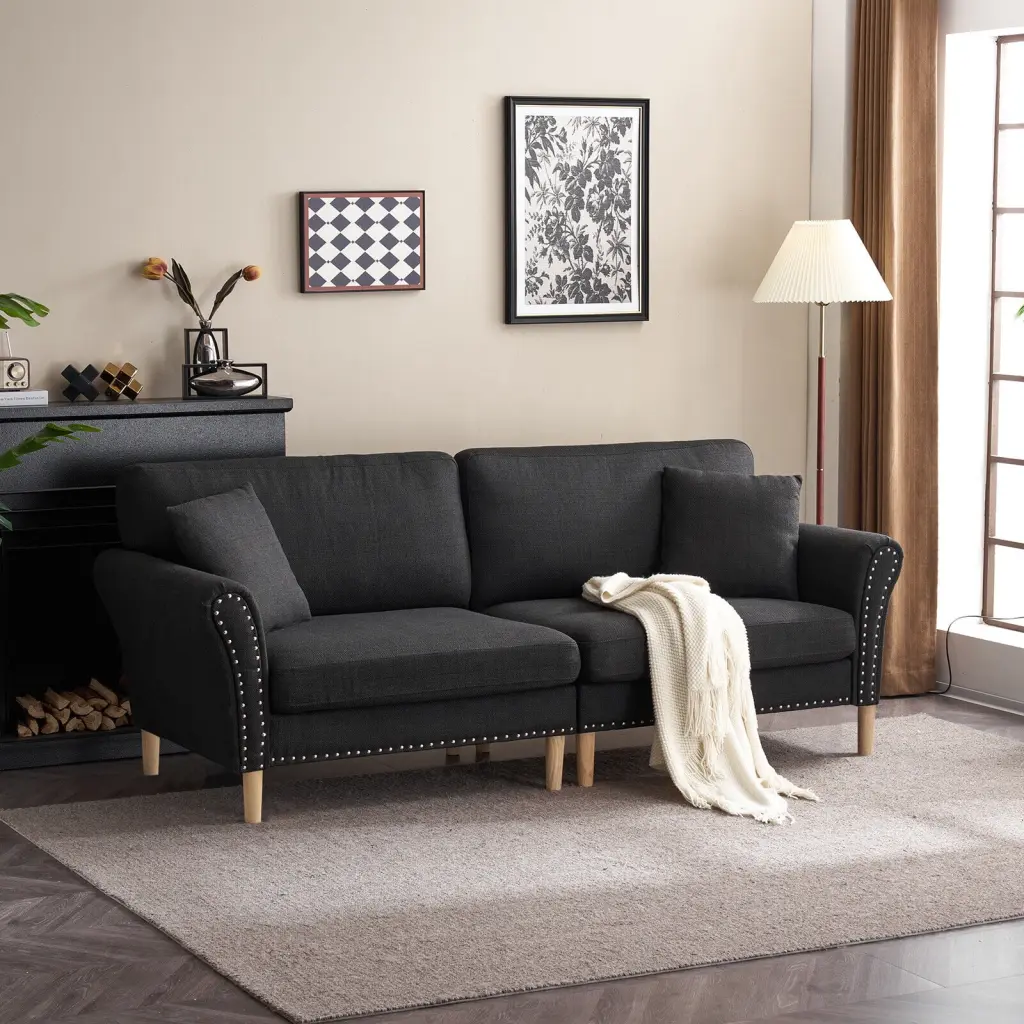 ZGBY Modern 2 Seat Sofa Large Couch Pillows Black ZGBY Home Products