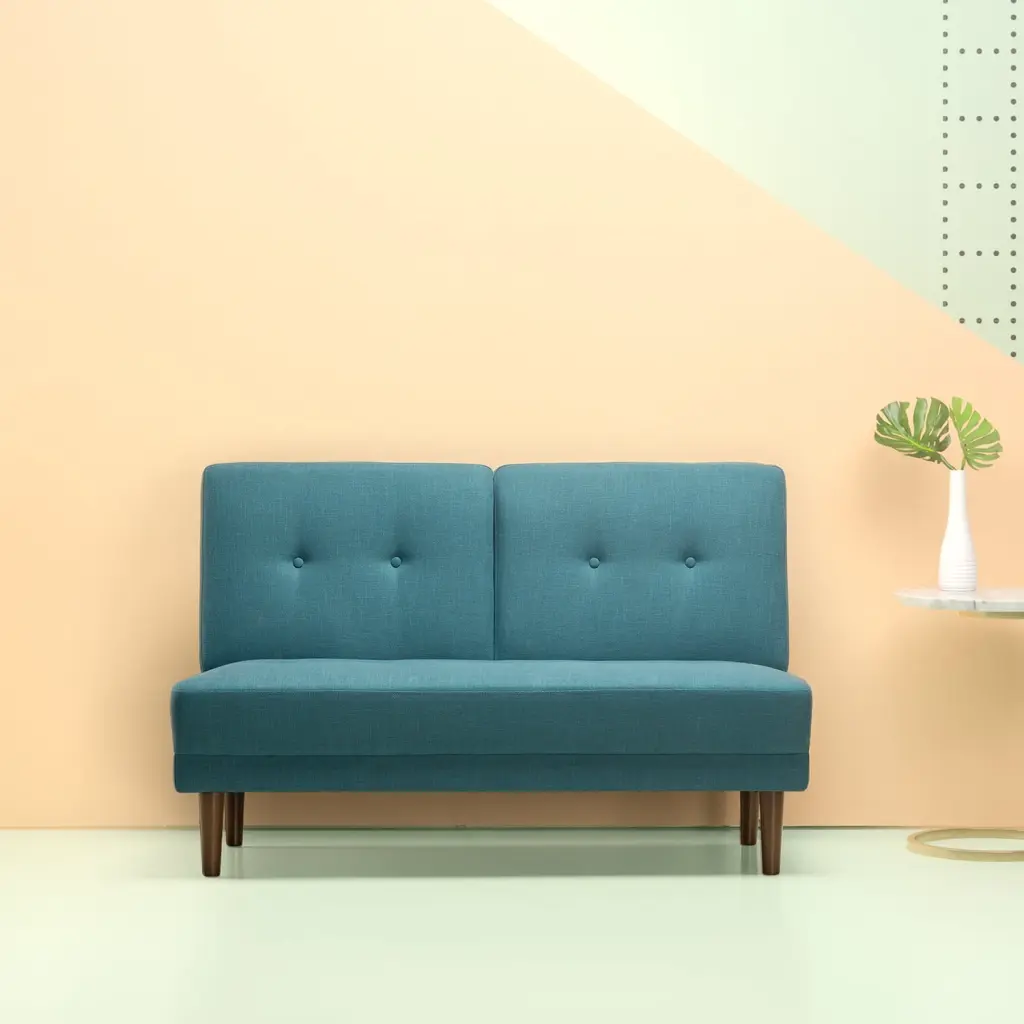 Zinus Juan Mid-Century 51 Armless 2-Seater Loveseat Turquoise