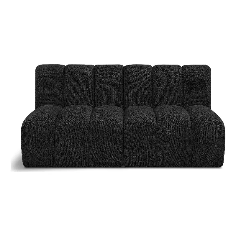 Meridian Furniture Arc Black Boucle Fabric Modular Sofa Elegant Living Room Centerpiece