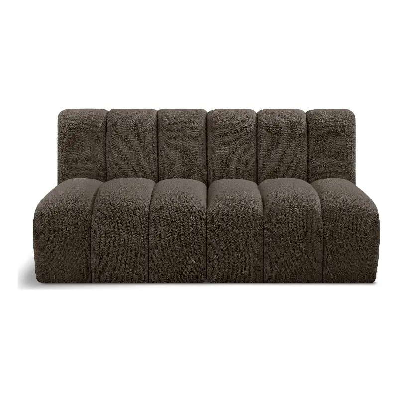 Meridian Furniture Arc Brown Boucle Fabric Modular Sofa Warm Tone Design