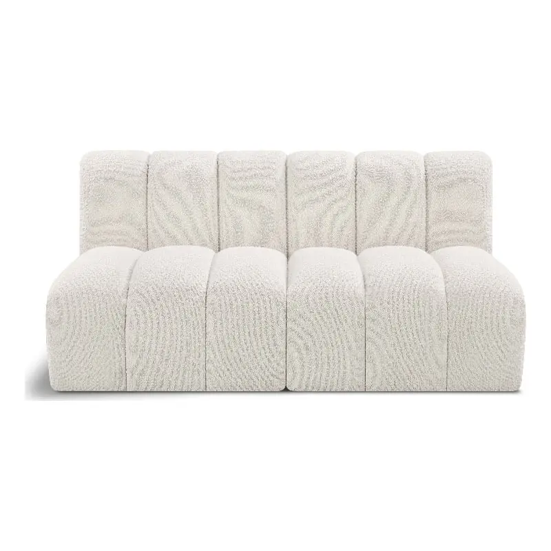 Meridian Furniture Arc Cream Boucle Fabric Modular Sofa Modern Living Room