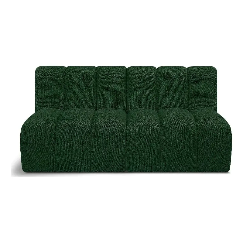 Meridian Furniture Arc Green Boucle Fabric Modular Sofa Contemporary Design