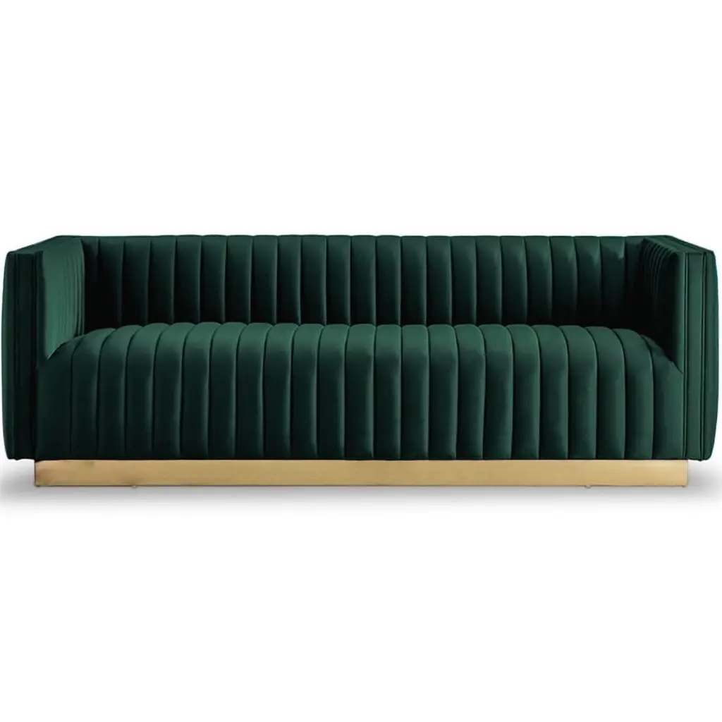 Atson Modern Furniture Luxury Dark Green Velvet Sofa Couch - Contemporary Living Room Centerpiece Ashcroft