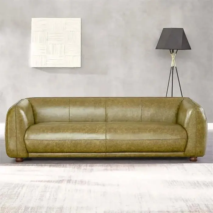 Marlon Luxury Modern Italian Leather Couch Green Ashcroft