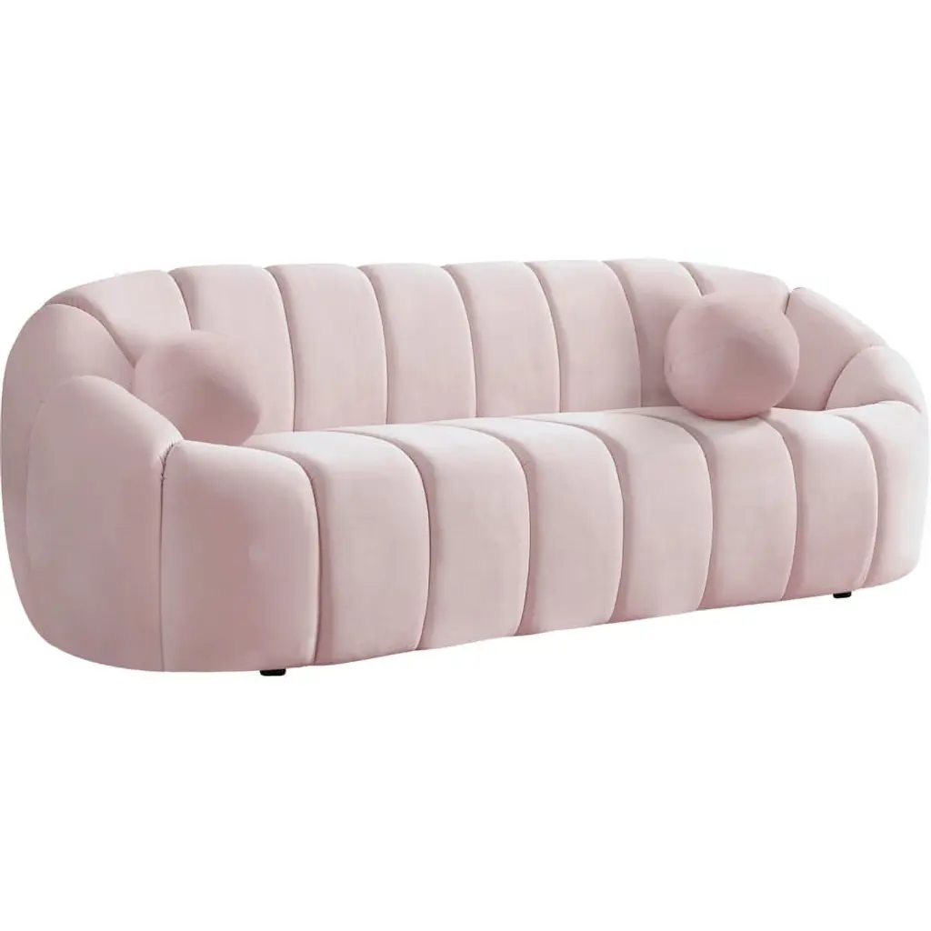 Meridian Furniture Elijah Pink Velvet Sofa Luxury Living Room Couch