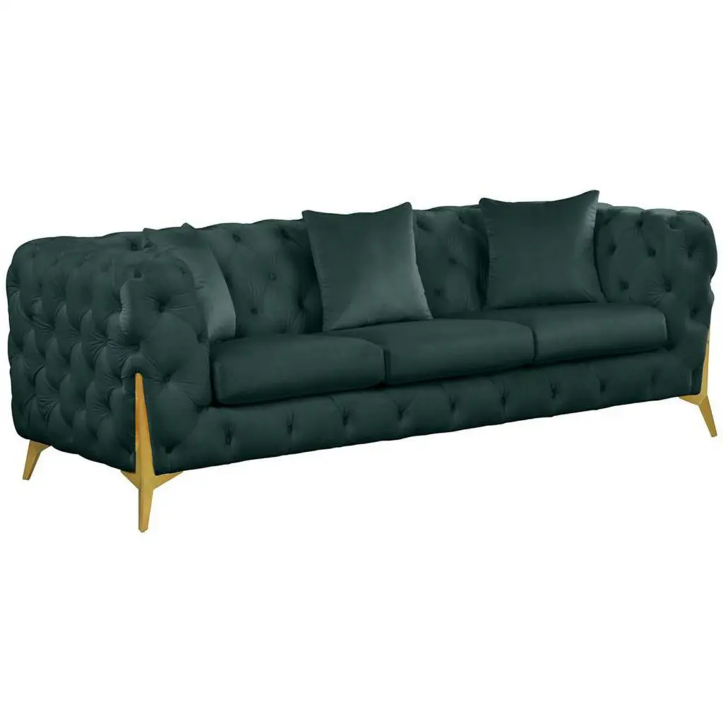 Meridian Furniture Kingdom Green Velvet Sofa Luxurious Living Room Centerpiece