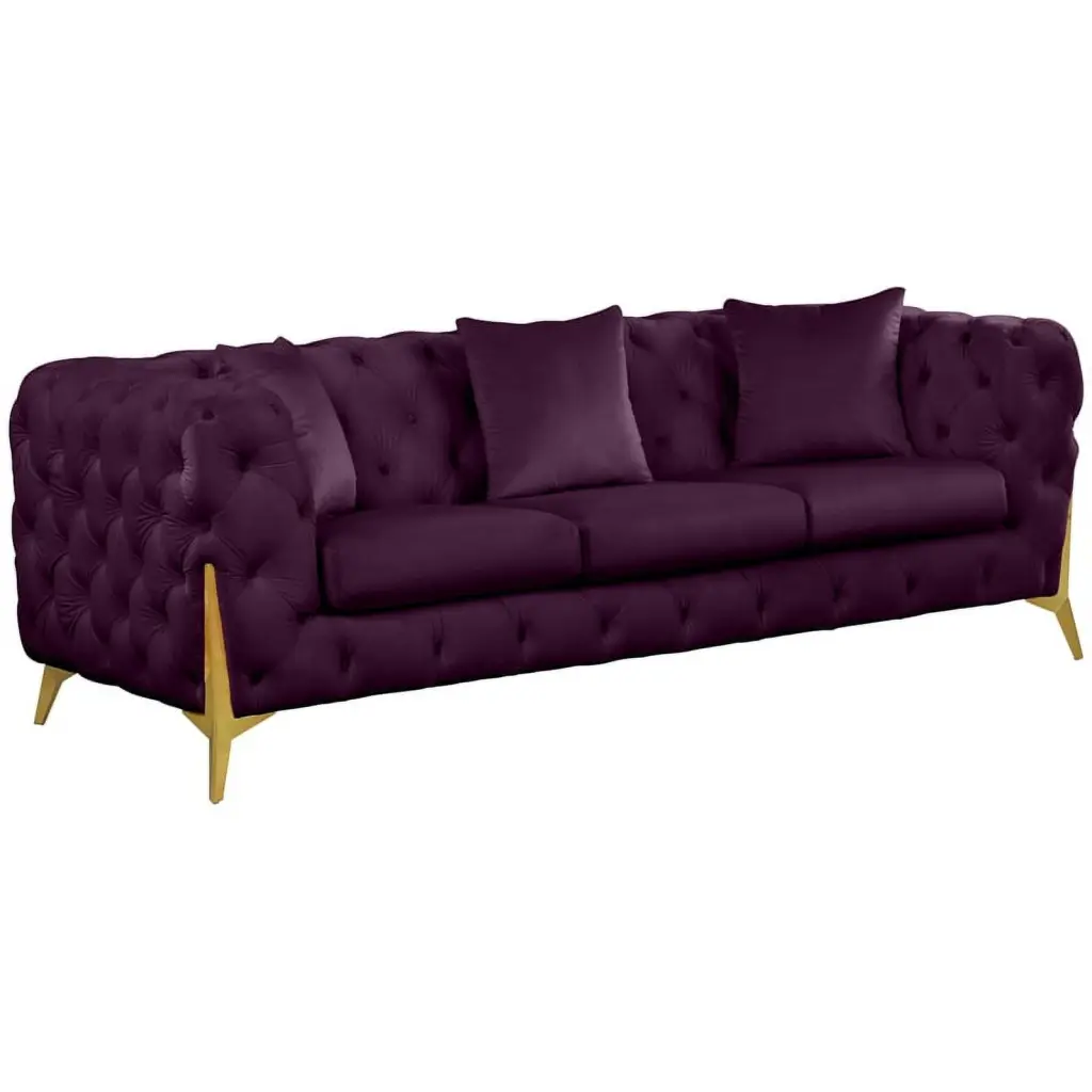 Meridian Furniture Kingdom Purple Velvet Sofa Luxurious Living Room Centerpiece