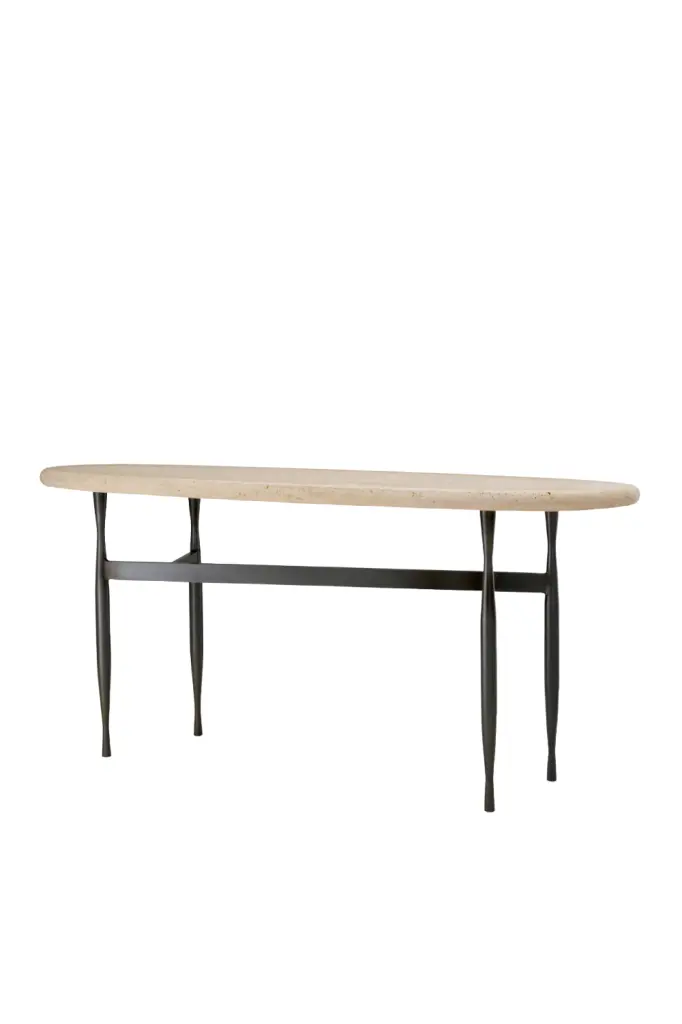 Oval Travertine Console Table Palermo Eichholtz Luxury Entryway Furniture