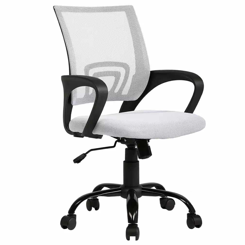 BestOffice Manager's Chair Lumbar Support Swivel Office Chair 250 lb Capacity White