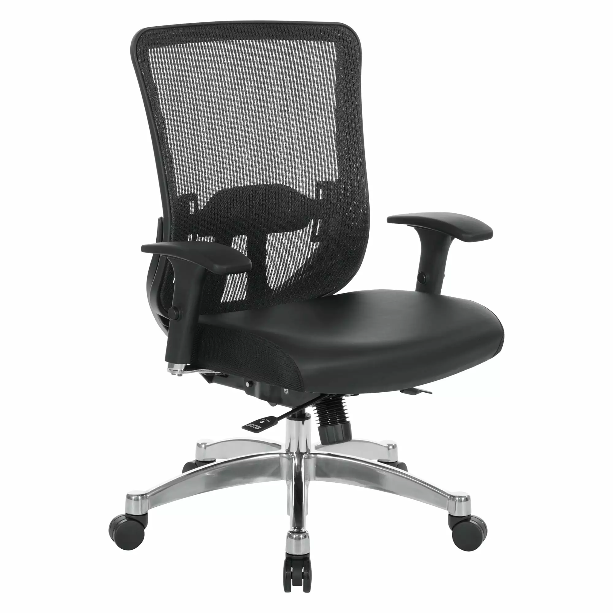 Black Vertical Mesh Back Manager's Chair Bonded Leather Seat Office Star Products