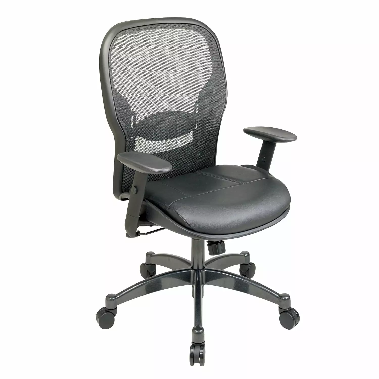 Office Star Manager Chair Black Leather - Adjustable Seat Height 18-23 Inches Office Star Products