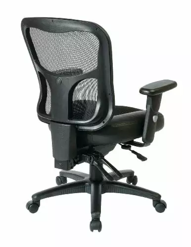Office Star ProGrid High Back Manager's Chair Black Leather and Mesh Seat Adjustable Arms Office Star Products