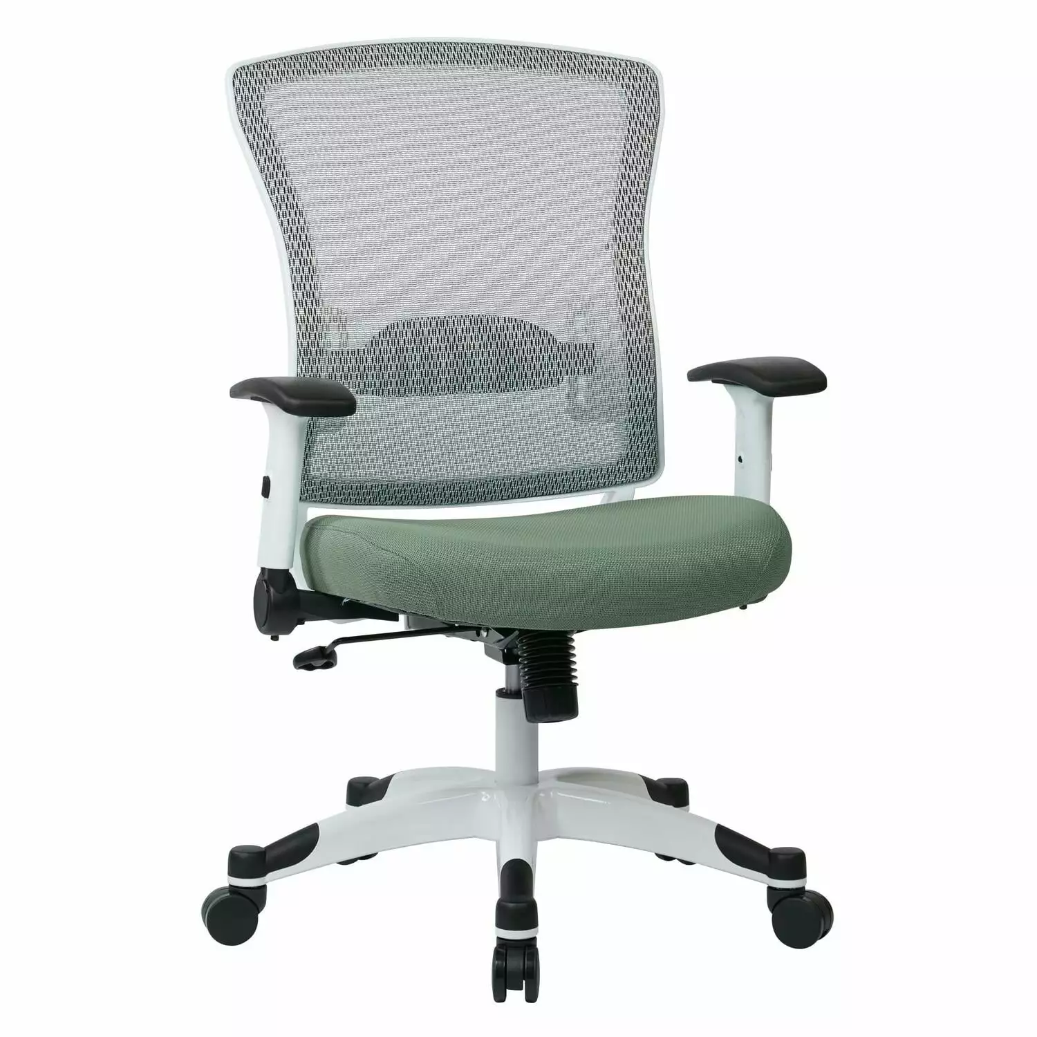 SPACE Seating White Frame Managers Chair Breathable Mesh Back Fabric Jade