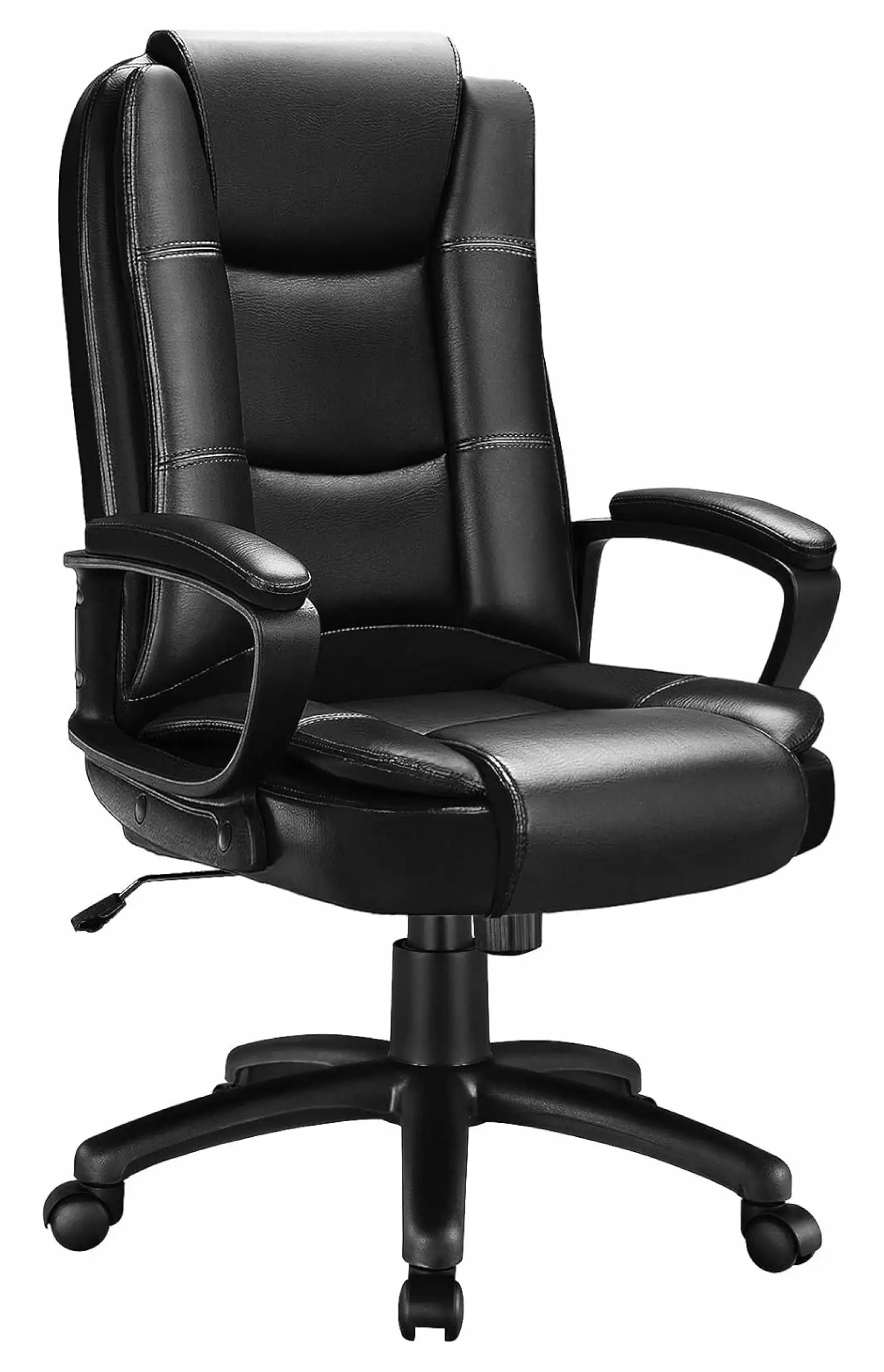 CintBllTer Big and Tall Managerial Executive Office Desk Chair High Back Computer Chair Ergonomic Adjustable PU Leather Black