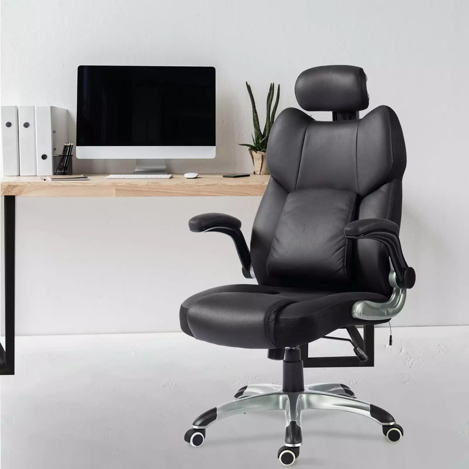 Clatina Faux Leather Executive Chair Massage Function - Ergonomic Office Seating